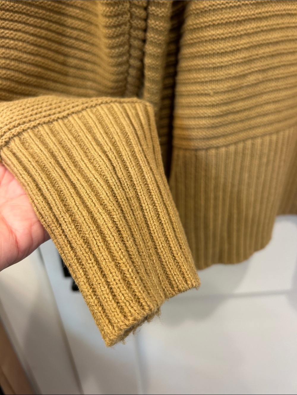 Women’s Ribbed Mock-Neck Sweater in Camel - Picture 6 of 10